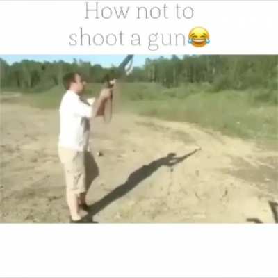 Mans holding it the way a 6 year old would hold a bb gun  