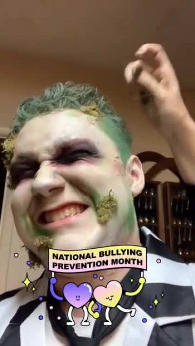 Me getting my latex-glued moss torn off my head from my Beetlejuice costume!