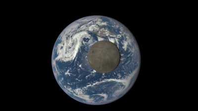 The side of the Moon that is never visible from the Earth. Shot by DSCOVR spacecraft as the Moon crosses the face of the Earth. Credits: NASA/NOAA