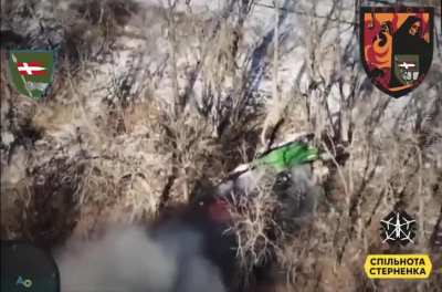 An FPV pilot from the Ukrainian 14th Mechanized Brigade attacks a Russian Buk-M1-2 air defense system with his quad.