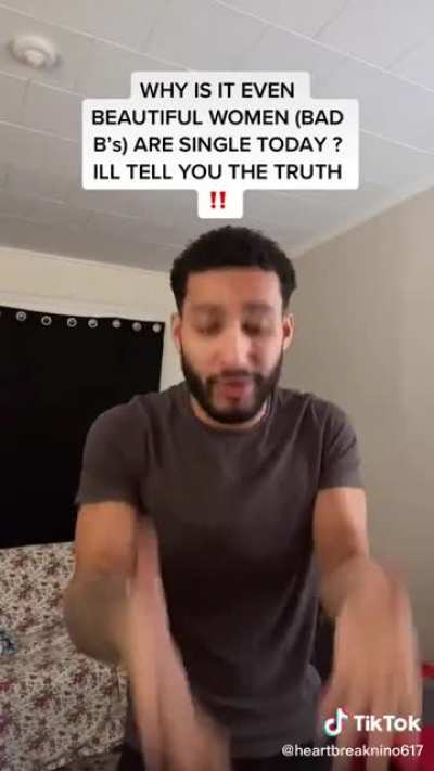 All the red flags rolled into 1 little red pill incel ('I'm dominant, blow your back out, women cheat on nice guys') the women in the comments having a field day bc he's using a shower curtain as a bedroom curtain + no curtain rod. All jokes aside the fac