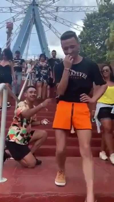 They were proposing at the same time apparantly. Nice.