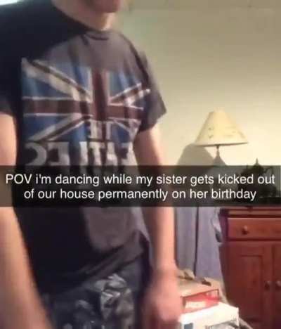 Man dances fortnite style while his sister gets kicked out on her birthday