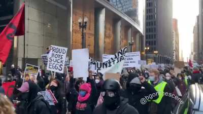 “Fuck Trump, fuck Biden too, they don’t give a fuck bout you” chants as the march makes their way up Dearborn Street in Chicago