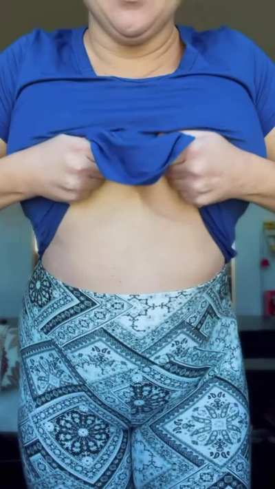 Natural milf tits falling out of my shirt [OC]