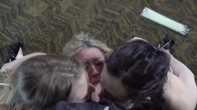 Women put their throat to good work when their neck is on the line [PKF Studios - Team Building]