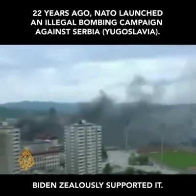 NATO launched an illegal (DU) bombing campaign against Yugoslavia and Biden zealously supported it!