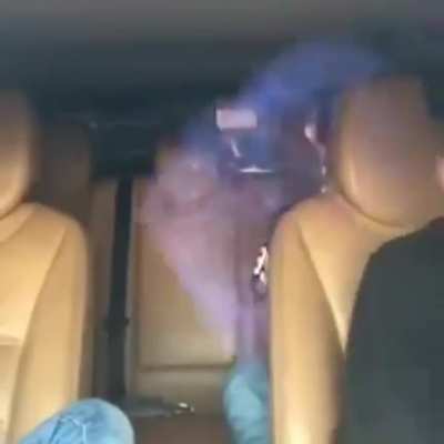 Lighting your lighter in a car filled with air freshener.