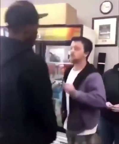Man tries to defend his racist wife and it goes wrong...
