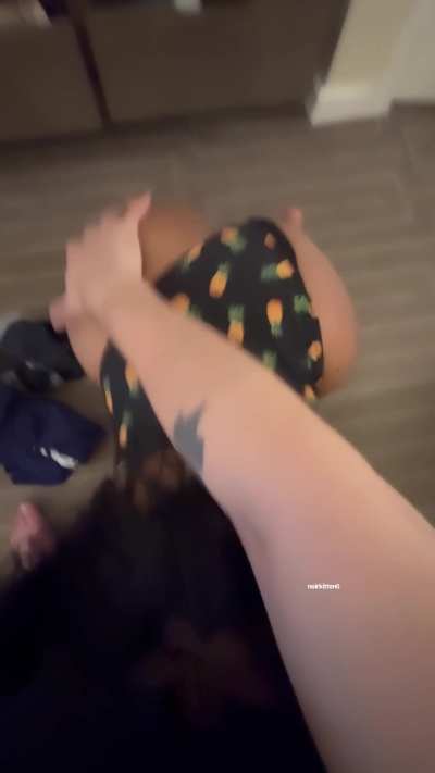 on my knees gagging his bwc like a good girl