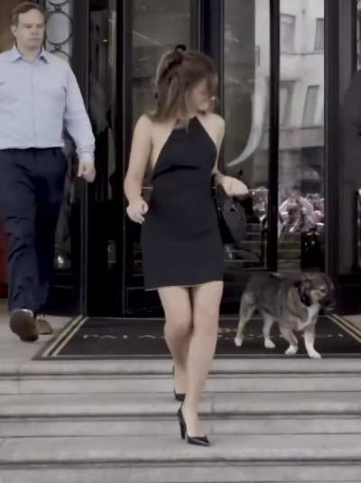 In Little Black Dress at the Prada Show in Milan | September 2023