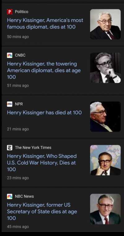 Kissinger is dead