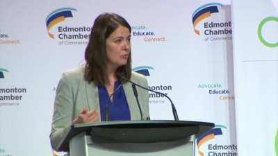 Alberta Premier Danielle Smith announcing they're going to make it illegal to discriminate against people based on covid vaccination status