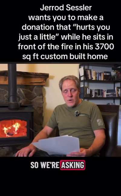 Asking for money while sitting in your custom built home on 16 acres is WILD