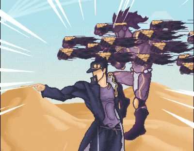 [OC] Egyptian artist here! Here's pixel-style Jotaro and Star Platinum