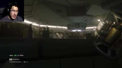 Markiplier misthrowing a noisemaker in Alien Isolation