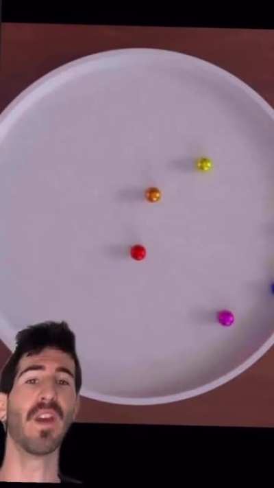 Balls moving in straight lines.