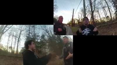 Little Egg Harbor PD (NJ) cops detained a young man in handcuffs because he flipped one of them off. Young man wasn't having any of it!