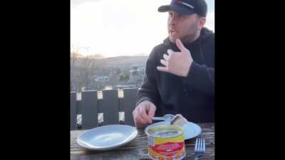 Scotsman Vomits on Kids trying Surströmming Stinky Tin Fish Eating Challenge