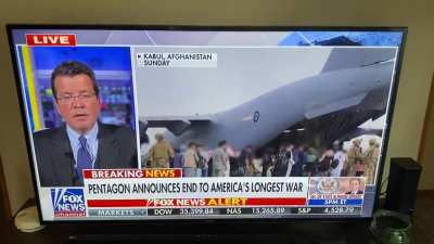 Fox News is broadcasted from a camera recording a TV