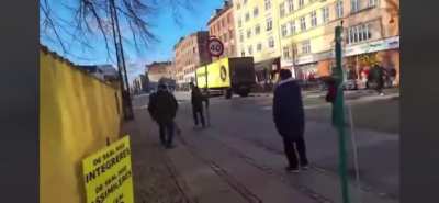 Member of danish racist political party “stram kurs” gets smacked in the mouth, for burning the Quran in public
