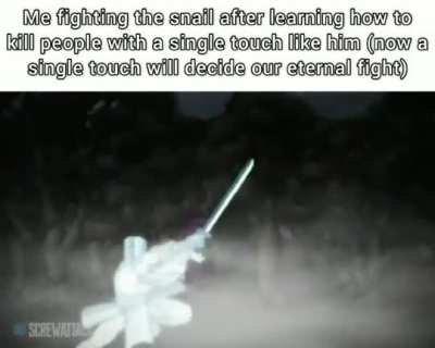 I had enough of the snail, I'm defeating him all by myself.