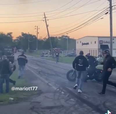 When the Mustangs show up to a bike meet