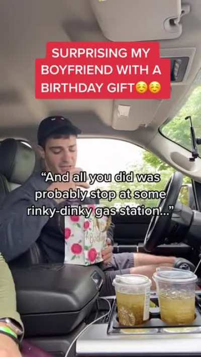 A girl surprises her boyfriend for his birthday, things don't go exactly to plan