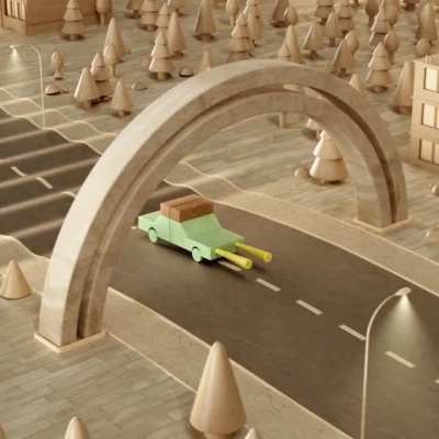 wooden toy car simulated