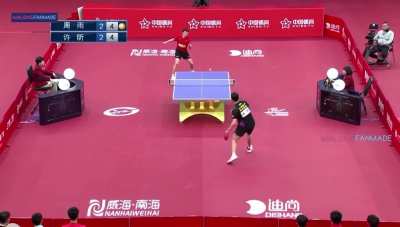 Xu Xin vs Zhou Yu, beautiful rally and save from Xuperman