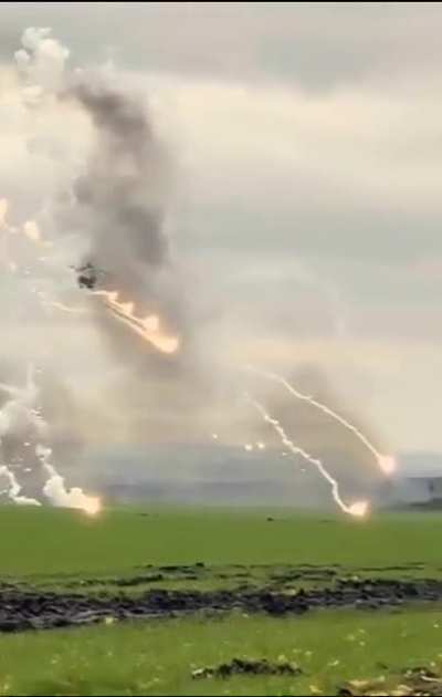 Low-level Ukrainian Mi-8 unguided rocket attack run