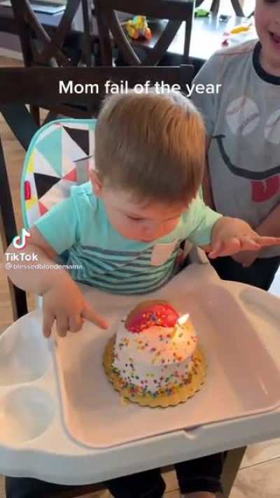 Kid puts finger in fire