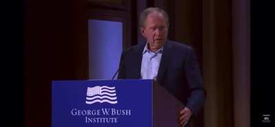 Former President George W. Bush: “The decision of one man to launch a wholly unjustified and brutal invasion of Iraq. I mean of Ukraine.”