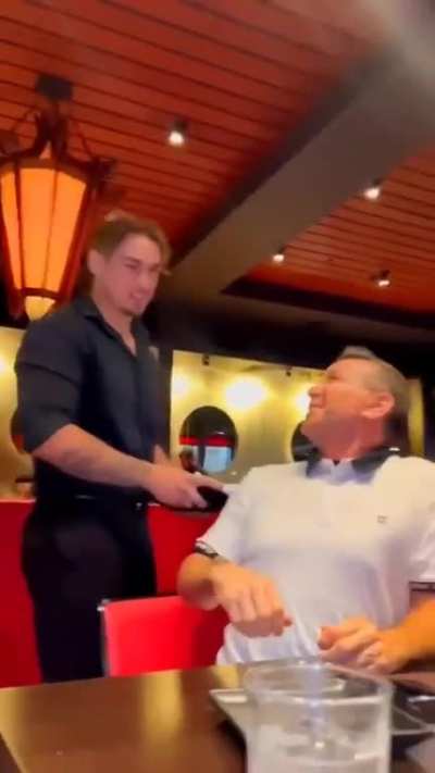 Dad embarrasses daughter at the restaurant