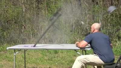 On 4/9/2021 gun channel host Kentucky Ballistics has hìs 50 caliber rifle explode in his face. A piece pierces his neck and lacerated his jugular. Failure was due to an extremely hot load of a SLAP (Saboted Light Armor Penatrator) round. Full video and Ke