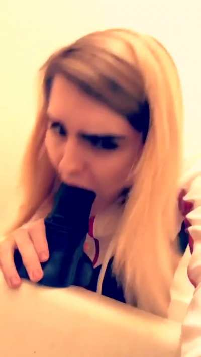 Deepthroating a toy