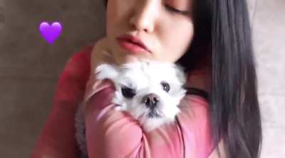 Yeri & her dog so cute