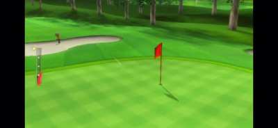 Idiot misses wii sports golf shot