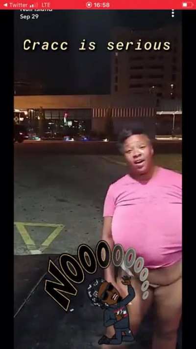 Woman flashes boobs because of god.