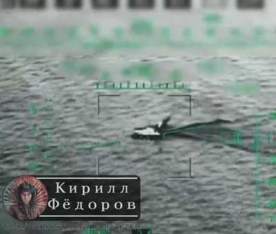 Gun camera footage of Russian Mi-8AMTSh-VN engaging Ukrainian USV in the Black Sea