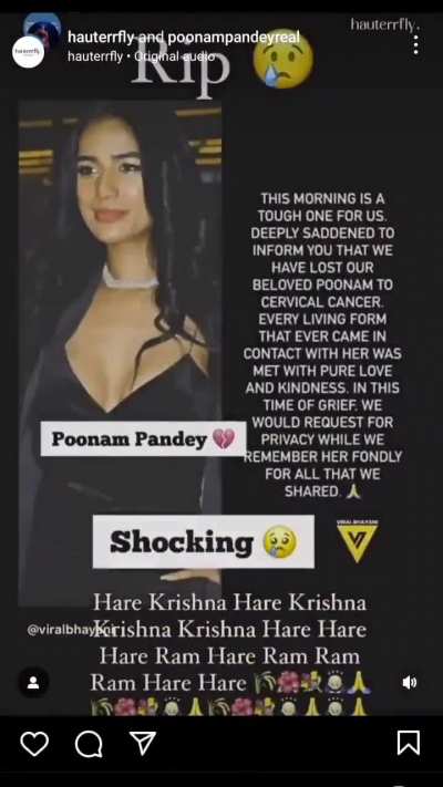 Main character fakes her own death, comes out with a video the next day saying she did to raise awareness about cervical cancer, gets blasted on the internet by 99.99% people.