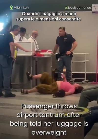 Chinese tourist goes viral after airport meltdown over overweight luggage in Milan
