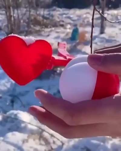 Making snow hearts