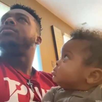 Suspicious toddler being suspicious.