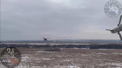 RU POV: Two helicopters and four SU-25s in Luhansk