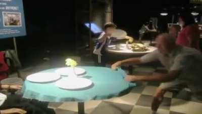 Tablecloth trick save