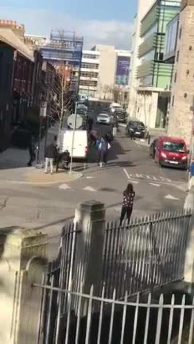 Fight broke out around Pearse Street. Anybody know what happened?
