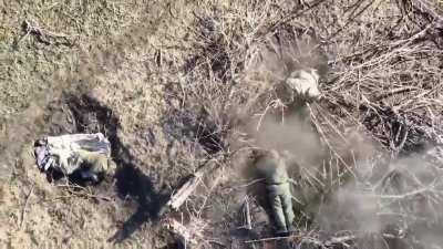 Grenade dropped on three orcs lying on the ground