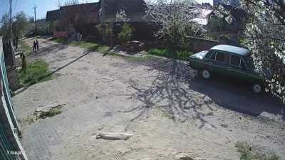 This is temporarily occupied Kherson and local children who found an RPG that went off while they were playing with it.