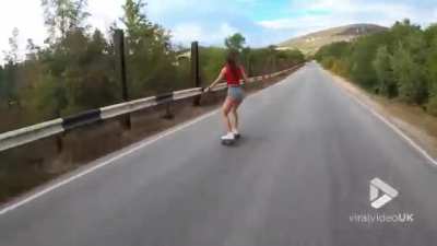 Skater girl marks the asphalt